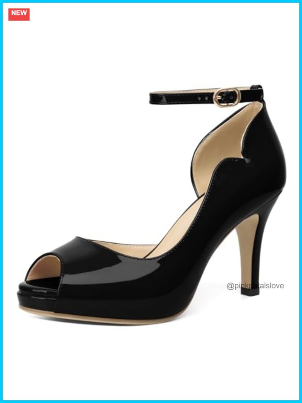 Women's Peep-Toe Platform Stiletto Heels 3.4" Patent Leather Pumps